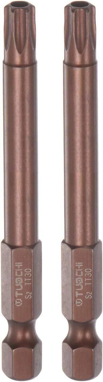 2pcs T30 Torx Bit Magnetic Security Star Screwdriver, 1/4" Hex Shank, 3" Length, Red