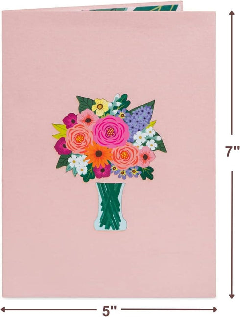 Paper Love 3D Floral Arrangement Pop Up Card, Gift for Birthday, Wedding, Anniversary, 5" x 7" Cover