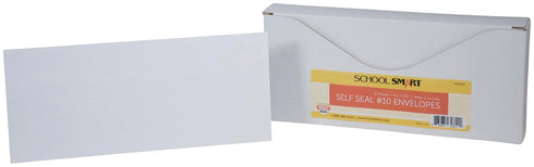 School Smart Self-Seal Envelopes, Number 10, 24 lb, White, Pack of 50