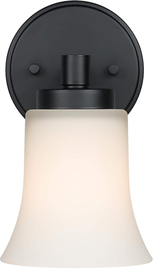 XiNBEi Lighting Wall Sconce, 1 Light Black Glass Vanity Light for Bathroom & Hallway, Model XB-W1235-1-MB