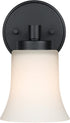 XiNBEi Lighting Wall Sconce, 1 Light Black Glass Vanity Light for Bathroom & Hallway, Model XB-W1235-1-MB