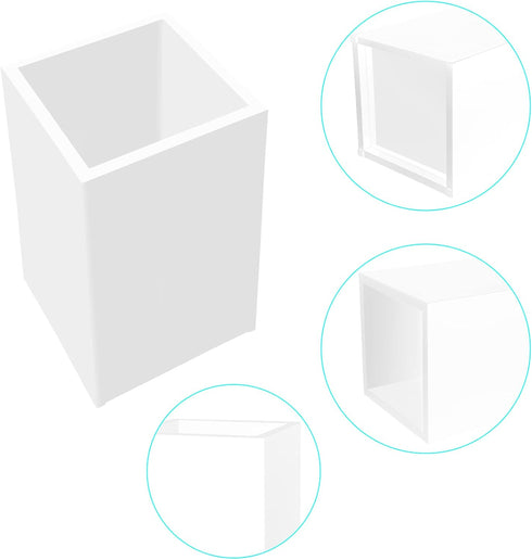 White Acrylic Pencil Pen Holder Cup 2 Pack, Modern Desk Accessories for Makeup Brush Storage, 2.6x2.6x4 inches