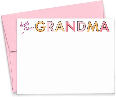 Notes From Grandma Personalized FLAT Stationery for Grandparents, Cute Camp Note Cards