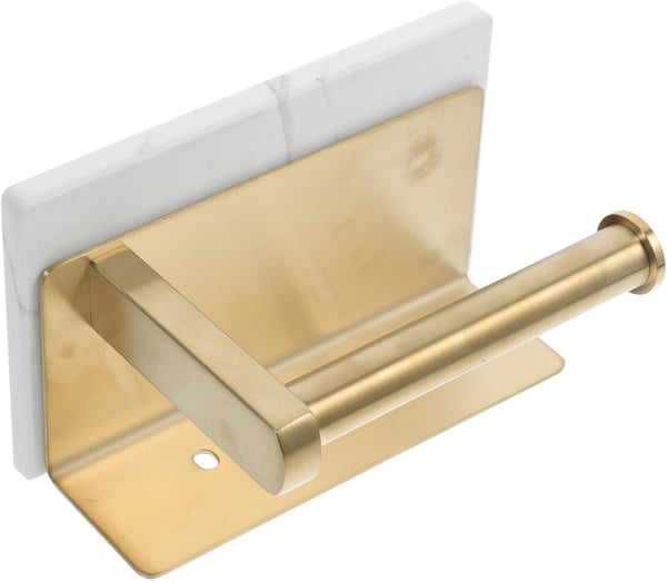 WOONEKY Elegant Bathroom Paper Towel Holder Wall-Mounted Toilet Paper Rack Marble Finish