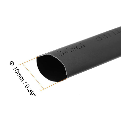 TOP-VIGOR 10mm Heat Shrink Tubing, 3M Length, 2:1 Ratio Adhesive-Lined for Electrical Insulation, Black