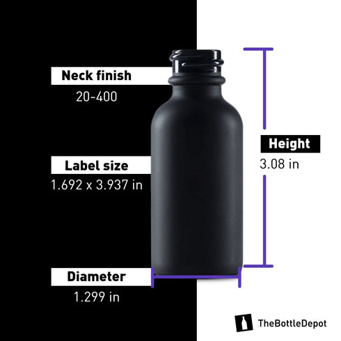 The Bottle Depot - 24 Pack - 1 oz Glass Bottles with Dropper, Black Frosted, UV Rays Protection