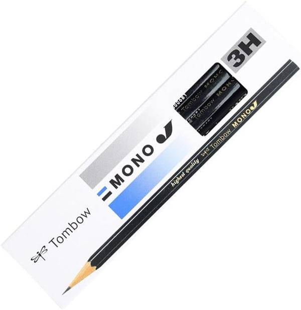 Tombow MONO-J3H Pencils, Mono J, 3H, 1 Dozen