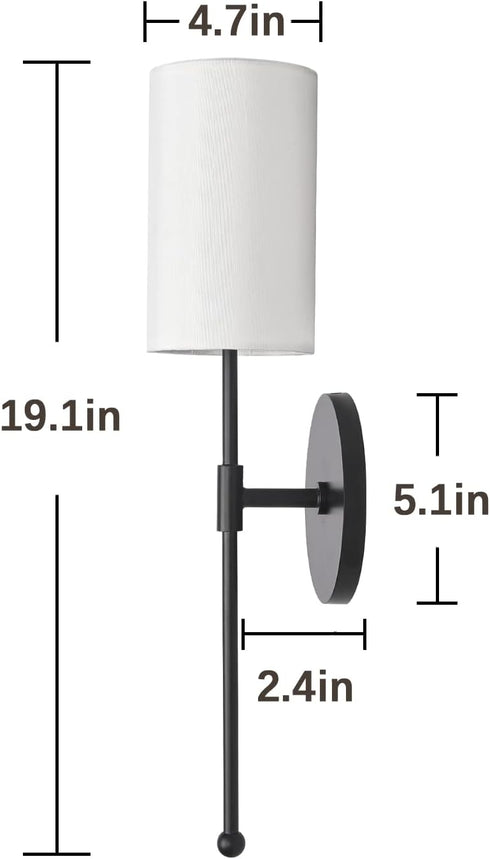 1 Pack) Modern Wall Light Fixtures, Soft Black Vanity Lights for Bathroom, Metal Sconces Wall Lighting with Fabric