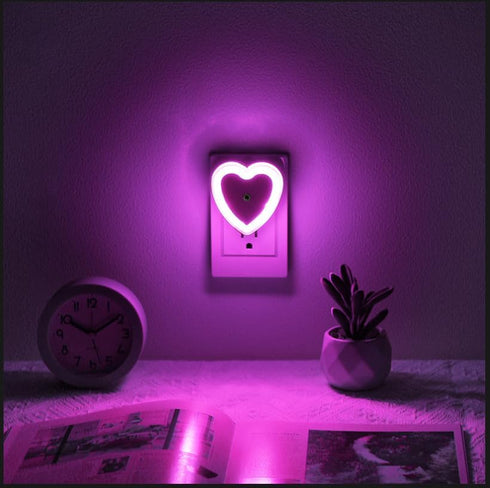 in(4-Pack), 0.5W LED Night Lights Plug Dusk to Dawn Sensor Auto-On/Off, Cute Nightlight Heart Shaped for Bedroom
