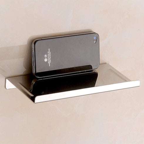 Chrome Stainless Steel Bathroom Phone Holder Shelf - Wall Mounted
