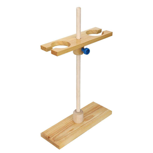 2 Holes Funnel Stand, Adjustable Height Wooden Lab Separating Funnel Rack for School Laboratory Experiment