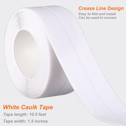 White Caulk Tape Waterproof Self Adhesive, Toilet Caulk Tape, Peel and Stick Caulking Tape for Floor Tile Corner Trim,