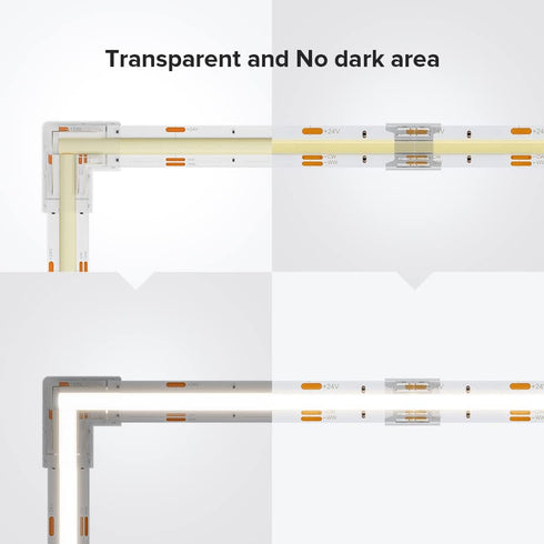 BTF-LIGHTING 6Pcs LED Strip Connector Kit, 10mm/0.39in Width, 3 Pin Transparent L-Shaped, 4Pcs 4Pin Connectors