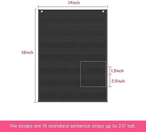 Auchq Magnetic Pocket Chart, Standard Pocket Chart with 7+1 Pockets, 14 Double-Sided Dry-Eraser Cards for Classroom