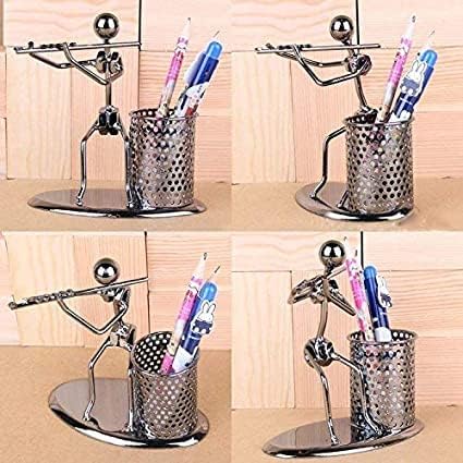 AUTULET Creative Office Desktop Accessories Musical Instrument Metal Pen Pencil Holder Children Toy Gifts (Flute)