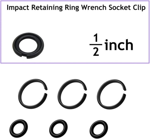 (8+8 Sets) 1/2 & 3/8" Impact Retaining Ring Clip with O-Ring for Milwaukee Electric Pneumatic Wrench