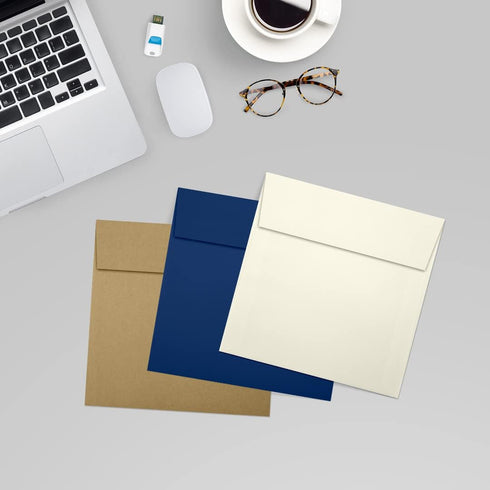 LUXPaper Square Invitation Envelopes | Natural Linen | Peel & Press | 5 1/4" x 5 1/4" | 80lb. Text | 50 Qty