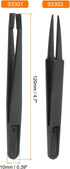 2Pcs 93301/93303 Precision Plastic Tweezers Kit 120mm Anti-static Flat Round Head Craft Tweezers Set for Electronics Jewelry Making Laboratory Work DIY Repair Tool