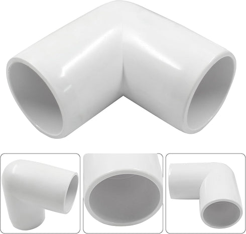 Piutouyar 4 1" 90 Elbow 2 Elbow Pcs Degree Right Angle PVC Pipe Fitting, Way Furniture Grade Pipe Connector PVC Fitting