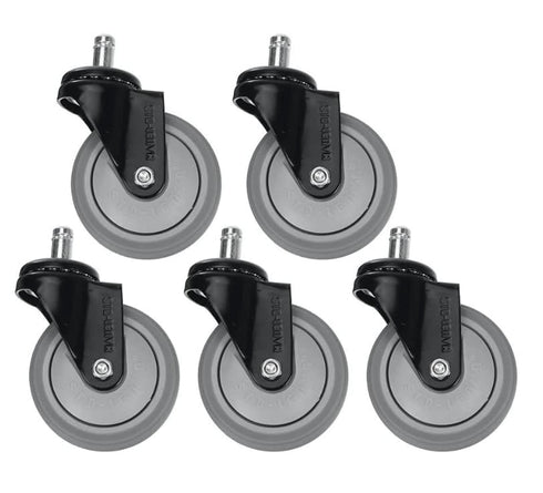 Rocky Mountain Goods Rubber Wheels for Office Chairs, Set of 5 Heavy Duty Quick Roll Casters, Smooth Quiet Glide for