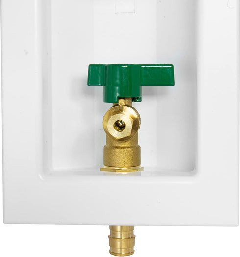 EFIELD Pre-assembled Ice Maker Outlet Box, 1/2-Inch F1960 Pex-a Expansion Fitting with 1/4-Turn Ball Valve - White