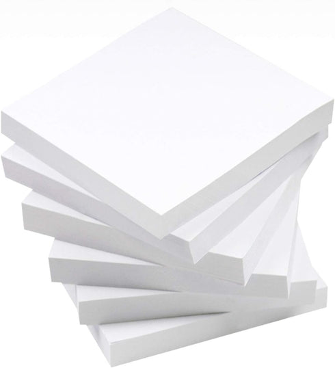 White Sticky Notes, 6 Pads, 3 X 3 Inch, 100 Sheets/Pad, Self-Stick Notes Pads, Easy Post Notes for Office, School, Home (White) by YXTH