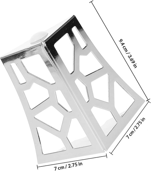 4pcs 10cm Cabilock Chrome Metal Furniture Legs with Hollow Patterned Design, Replacement Sofa and Cabinet Support Feet