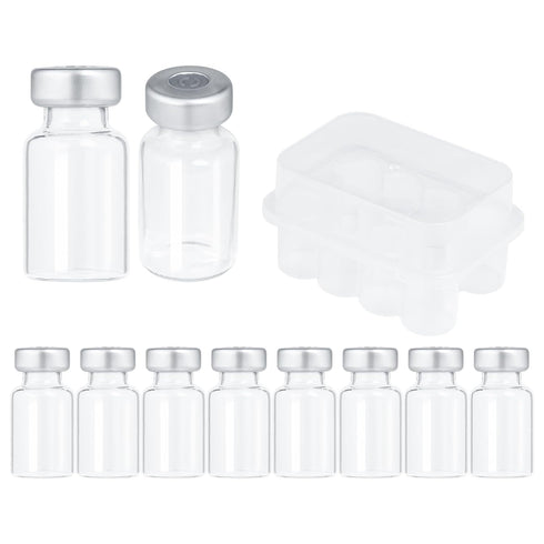 2ml Glass Vials for Injection with Self Healing Injection Port, Transparent Sealed, Empty Vials for Injection (10, 2ml)