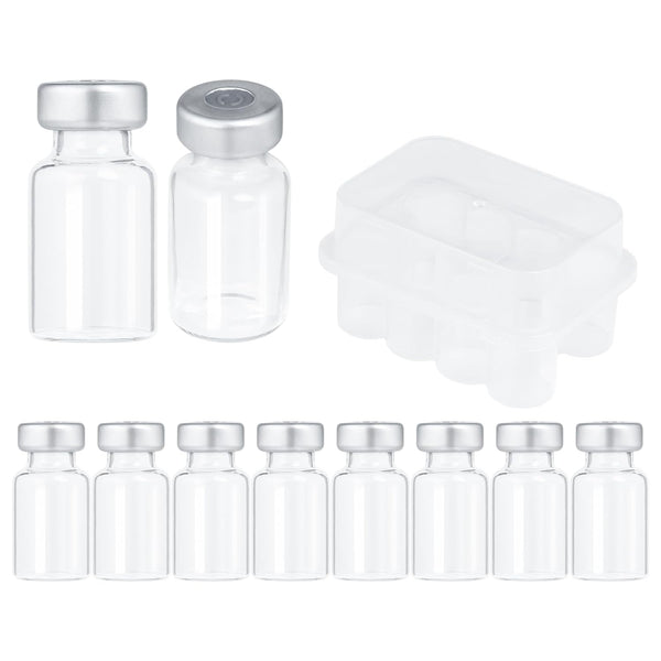 2ml Glass Vials for Injection with Self Healing Injection Port, Transparent Sealed, Empty Vials for Injection (10, 2ml)