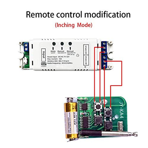 2CH WiFi RF Wireless Switch Relay, Compatible with Alexa Google Home, Inching Self-Locking Interlock Mode (Smart Life