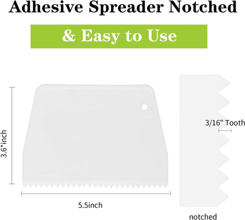 Adhesive Spreader Notched Glue Spreader - Plastic Trowel Notched 3/16 Inch Tooth for Hardwood Flooring