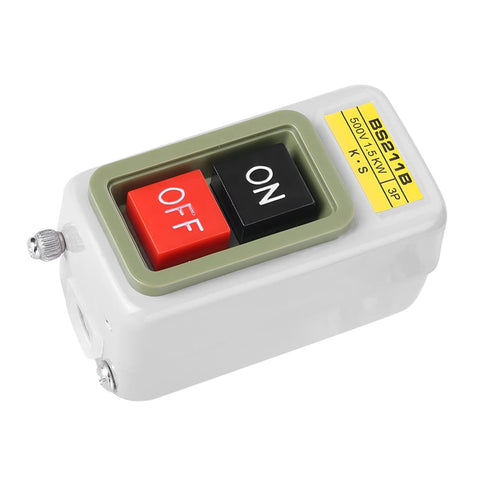 BS211B 3P AC Motor On Off Switch, Self-Locking Push Button Power Switch 220V/380V