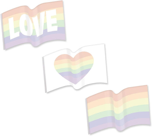 Gay Pride Flag Sticky Note Assortment | 4" x 3" Repositionable LGBTQ Love Notes | Set of 3 Rainbow Heart Flag Pads