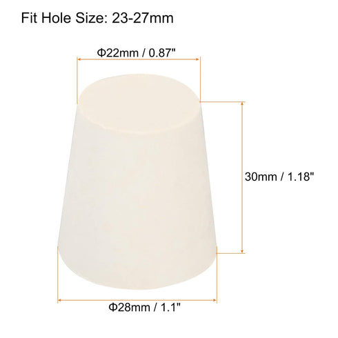MECCANIXITY Rubber Tapered Plug 22mm to 28mm Solid Test Tubes Bungs Stopper White for Lab Home 12 Pieces
