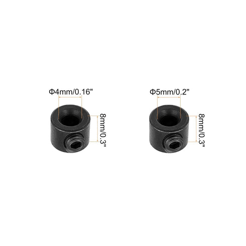 uxcell Drill Bit Stop Set 4mm/5mm I.D. Carbon Steel Bit Depth Holder with Hex Wrench for Set Screws Woodworking Tool Kit