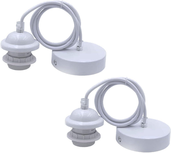 Wrpacttg Pendant Light Kit 2pcs White Cord Holder E27 Base Hanging Lamp Lantern