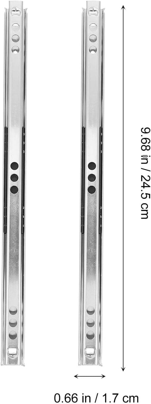 2pcs 17mm 246mm Wide Miniature Drawer Slide Rail, Steel Ball Bearing Cabinet Slide, Dual-Direction Furniture Rail