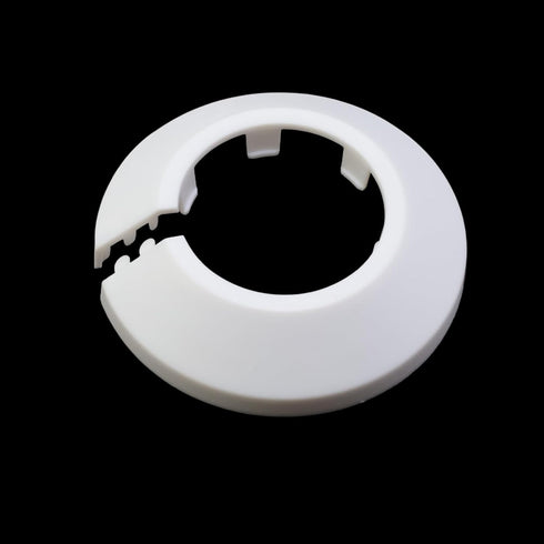 Wall Split Flange Plastic Escutcheon Ring, White, Fits 32mm/1.26" Outer Diameter Wall Pipe, Pack of 12