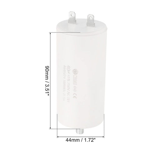 PATIKIL CBB60 40uF Running Capacitor,2Pcs AC 250V 2 Pins M8 Screws 50/60Hz Cylinder 1.72 x 3.51inch for Water Pumps, Washing Machines Motor Start