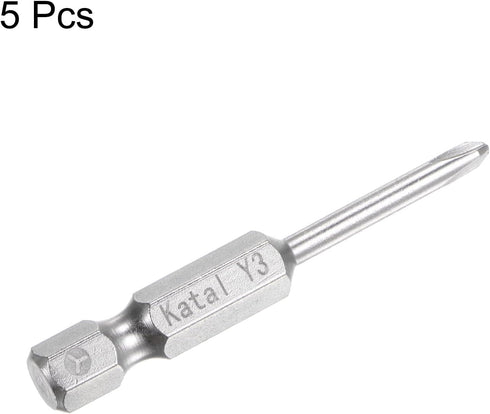 5pcs Y3 Tri-point Screwdriver Bit, 1/4" Hex Shank 2" Length Magnetic Y Type Power Tool
