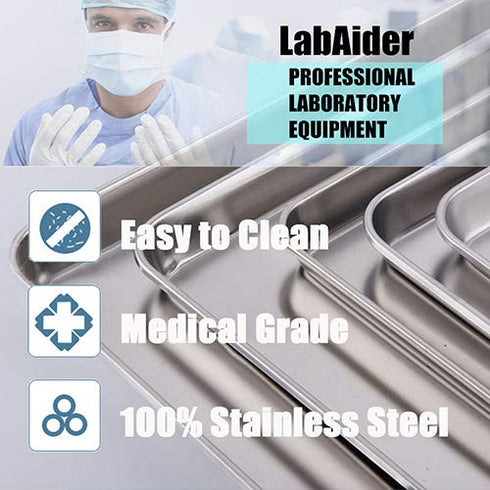 3 Pack Professional Medical Surgical Stainless Steel Dental Procedure Tray, Flat Type Lab Instrument Tools