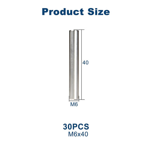 Juvielich 30Pcs M6 40mm 1/4 Inch 1.57 Inch 304 x / x Dowel Pin Stainless Steel Cylindrical Dowel Pins Shelves Dowel Pin