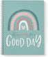 Softcover A Good Day Motivational Spiral Notebook, 8.5" x 11", 120 Wide Ruled Pages, Durable Gloss Laminated Cover,