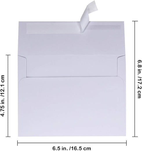 Supla 150 Pcs Bulk A6 Invitation Envelopes in White Peel & Seal Self-Seal 4 3/4 x 6 1/2 Envelopes 95lbs. Paper Stock for Wedding Holiday Invitation Mailing 4 x 6 Photo Greeting Cards by Supla