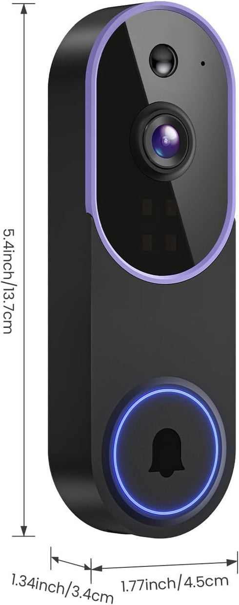 ElioVana 720P 2-Way 2.4GHz Indoor/Outdoor Battery Powered Smart Doorbell Security Camera, Night Vision, Motion