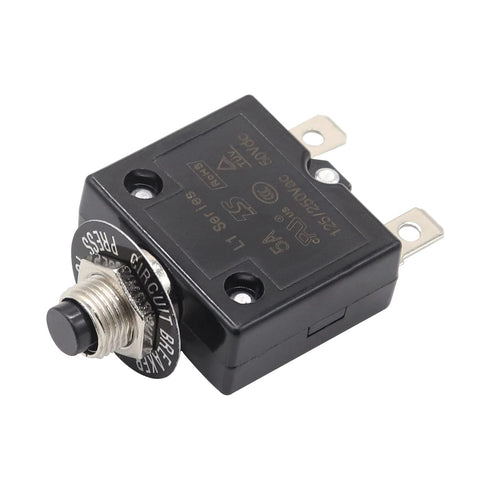 Thermal Circuit Breaker 5 Amps, Thermal Overload Protector L1 Series 125-250V AC 50V DC Push Button Manual Reset