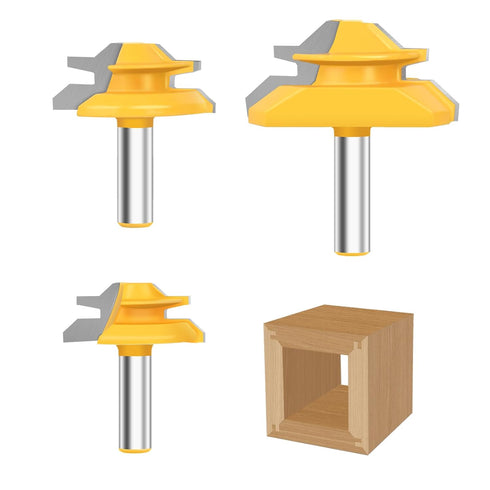 Pynsseu 45 Degree Lock Miter Router Bit 3 Piece Joint Router Bit