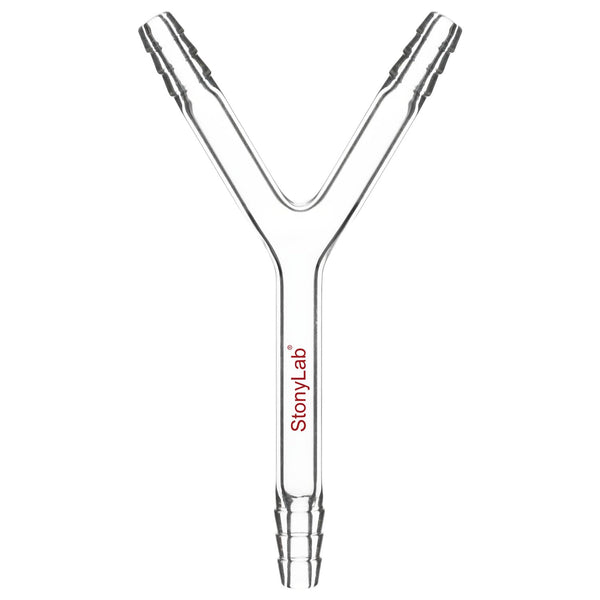 stonylab Glass Connecting Adapter, Borosilicate Glass 8 mm O.D. Y-Shaped 3-Way Connection Tube for Laboratory Air Flow