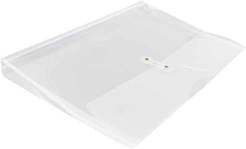 JAM PAPER Clear Plastic Envelopes with Button & String Tie Closure, Legal Booklet, 12/Pack