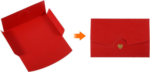 PATIKIL 12 Pack Mini Envelopes, Retro Gold Heart Business Invitation Envelopes for Wedding Birthday, Red